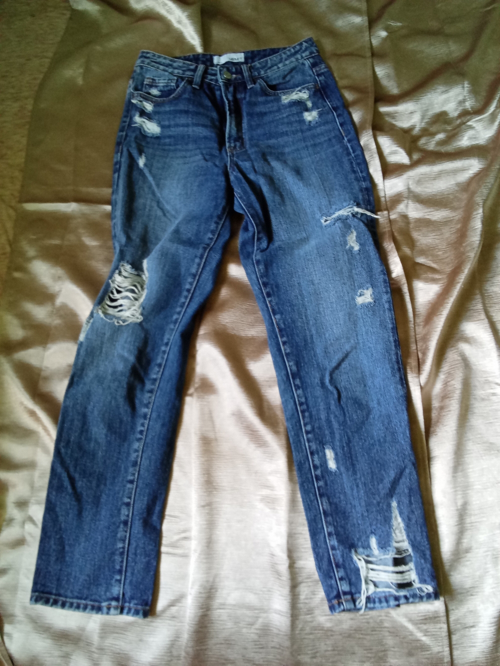 VERVET BY FLYING MONKEY Distressed Boot Cut Jeans - Dark Blue